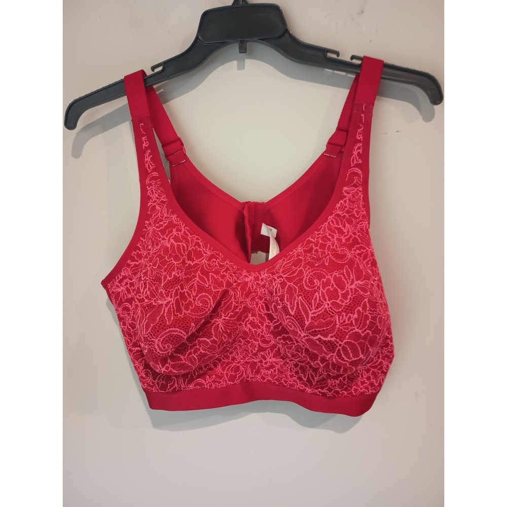 Cacique Red Lace Unlined Full Coverage No-Wire Bra Size 46DDD